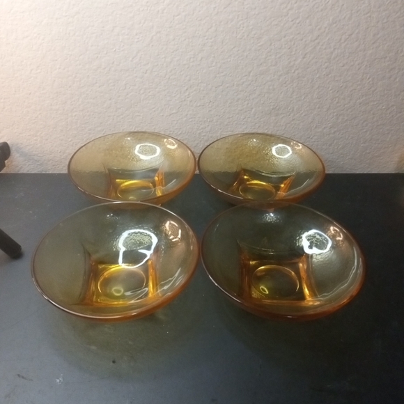 GORGEOUS Signed 4pcs Set of Fire and Light recycled 6" Citrus Glass Bowls. - Picture 7 of 7